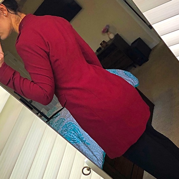 Love 21 burgundy red buttoned trench coat size S - Picture 5 of 6